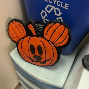 Disney Orange and Black Mickey Pumpkin Crossbody Bag